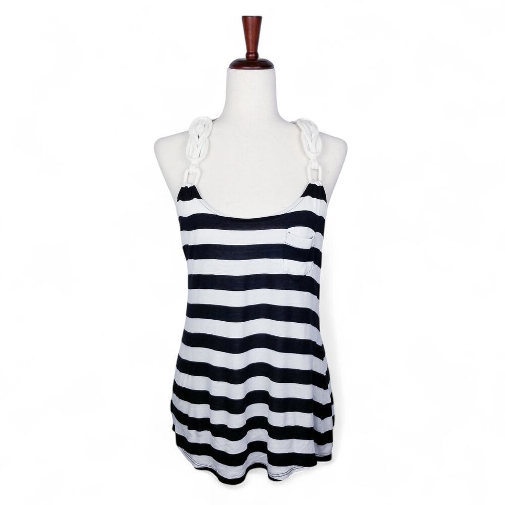 WITCHERY Black & White Viscose Nautical Knot Tank 202350 - Size Small